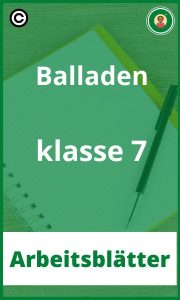 Balladen klasse 7 Arbeitsblätter PDF