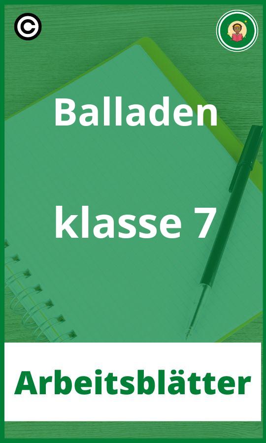 Balladen klasse 7 PDF Arbeitsblätter