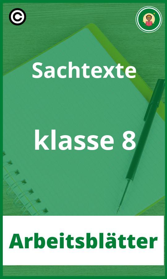 Arbeitsblätter Sachtexte klasse 8 PDF